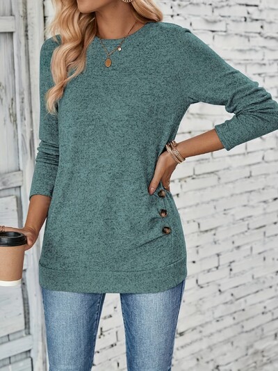 Majica kratkih rukava s dugmadima s naborima, ležerna majica dugih rukava za proljeće i jesen, ženska odjeća