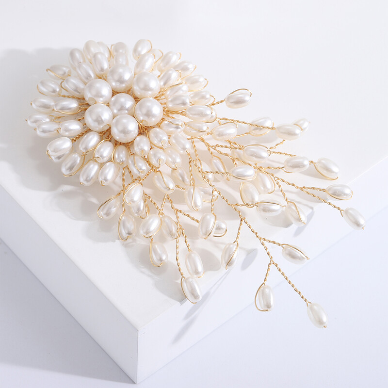 Luksusa pērļu ziedu saktas sievietēm Unisex augu piespraudes Ikdienas ballīšu aksesuāri Dāvanas