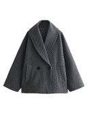 Kar&Otza-2024 jesen nova ženska odjeća temperamenta svestrani jednobojni labavi kaput šišmiš rukava kaput dugih rukava na preklop