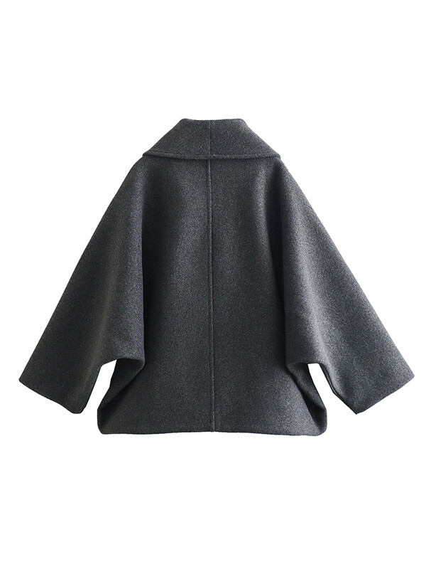 Kar＆Otza-2024 jesen nova ženska odjeća temperamenta svestrani jednobojni labavi kaput šišmiš rukava kaput dugih rukava na preklop