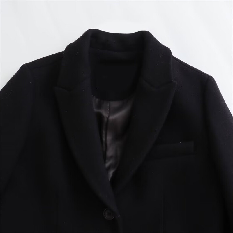 FRAT Jesenski novi proizvod Ženski modni uski ovratnik s dugim rukavima, labavi, srednje dužine, neutralni vjetar, vuneni kaput