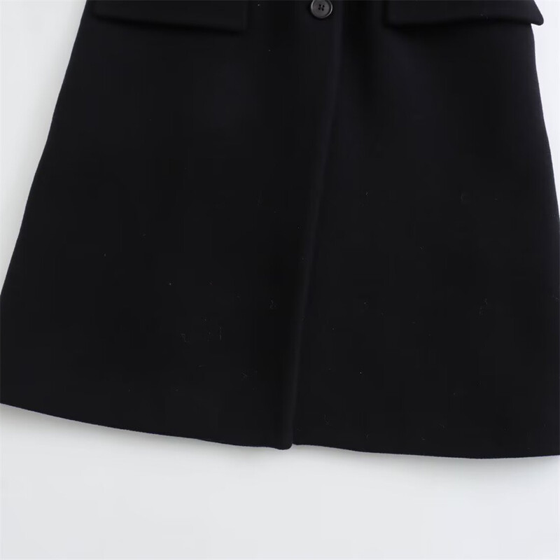 FRAT Jesenski novi proizvod Ženski modni uski ovratnik s dugim rukavima, labavi, srednje dužine, neutralni vjetar, vuneni kaput