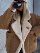 Vintage zamšādas jēra vilnas mētelis Maillard biezāka silta kažokāda ādas motociklistu jaka ziemas modes sieviešu vilnas īsa virsjaka virsdrēbes