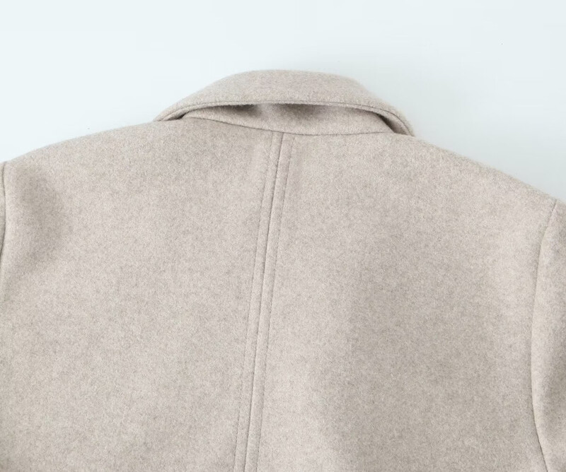 RZRA oriģināla 2024. gada ziemas jauna sieviešu temperamenta daudzpusīga atloka ar garām piedurknēm taisna jaka vilnas mēteļa jaka