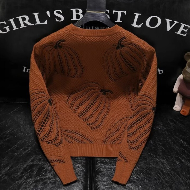 Amerikāņu vintage jauni džemperi rudens ziemas vīriešu O-veida kakla žakarda auduma modes ikdienas brīvi garām piedurknēm puloveri trikotāžas topi