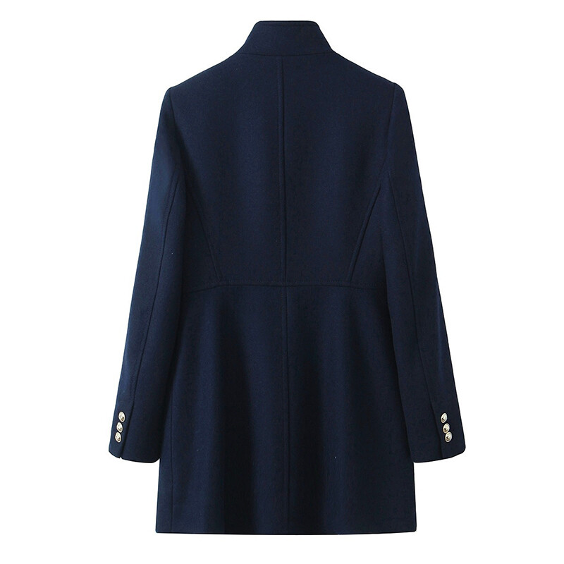 Willshela Дамски модни едноцветни двуредни тренчкоти Винтидж високо деколте с дълги ръкави Женски шик дамски тоалети