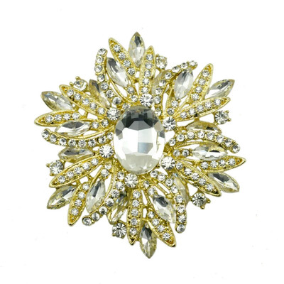 Ретро преувеличен темперамент Големи брошки от кристално стъкло за жени Луксозни многоцветни игли с кристали Аксесоари за палто Бижута