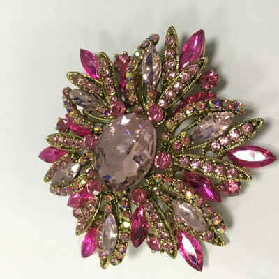 Ретро преувеличен темперамент Големи брошки от кристално стъкло за жени Луксозни многоцветни игли с кристали Аксесоари за палто Бижута