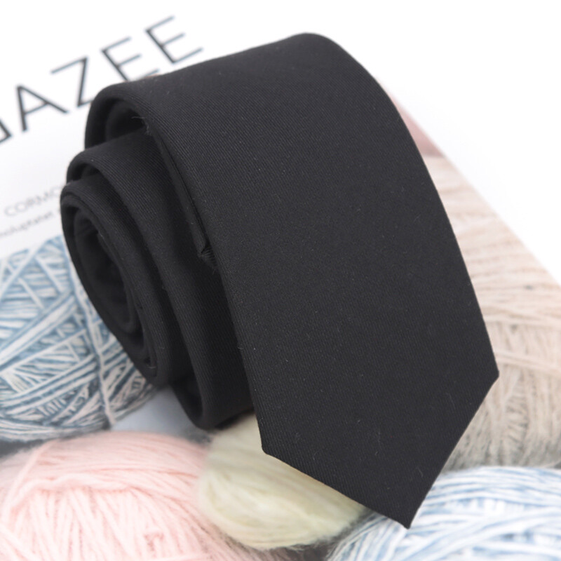 Vīriešu kaklasaite kokvilnas melna cieta kaklasaite šaura apkakle, tievas kaklasaites kāzu biznesa Casaual ballīšu uzvalks krekls dāvana vīriešiem aksesuārs