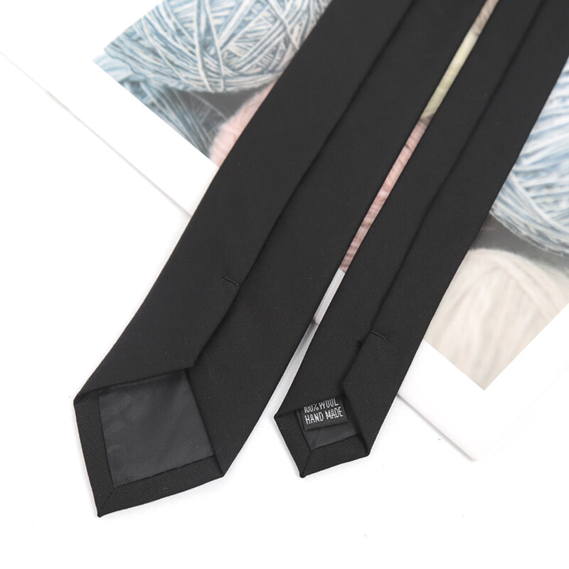 Vīriešu kaklasaite kokvilnas melna cieta kaklasaite šaura apkakle, tievas kaklasaites kāzu biznesa Casaual ballīšu uzvalks krekls dāvana vīriešiem aksesuārs