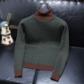 Korejas tendences rudens ziema vīriešu izlikta kakla rūtainā krāsa, kontrasta krāsa, mode, brīvi, garām piedurknēm, džemperi, trikotāžas topi