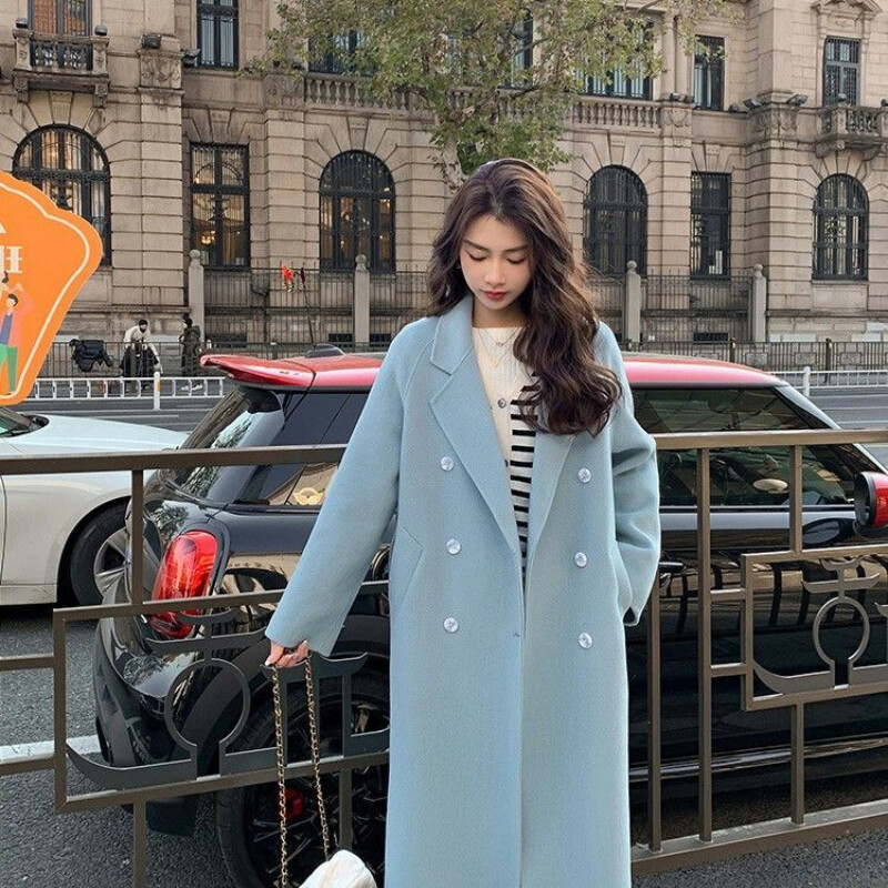 Vilnas mētelis 2024. gada rudenī jauna tendence vilnas mētelis sievietēm brīvs vidēja garuma mētelis, vēja mētelis sieviešu mazs mētelis