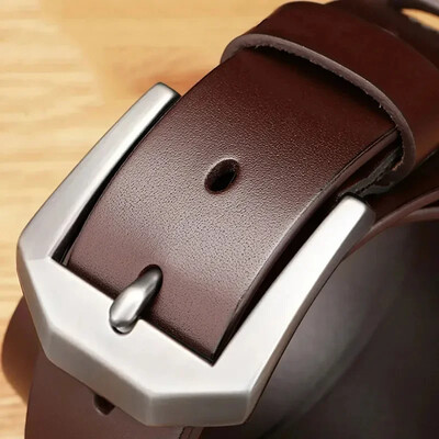 Ādas vīriešu josta Modes metāla sakausējuma adata sprādze pieaugušajiem luksusa zīmola džinsi biznesa ikdienas viduklis vīriešu siksnas zīmols