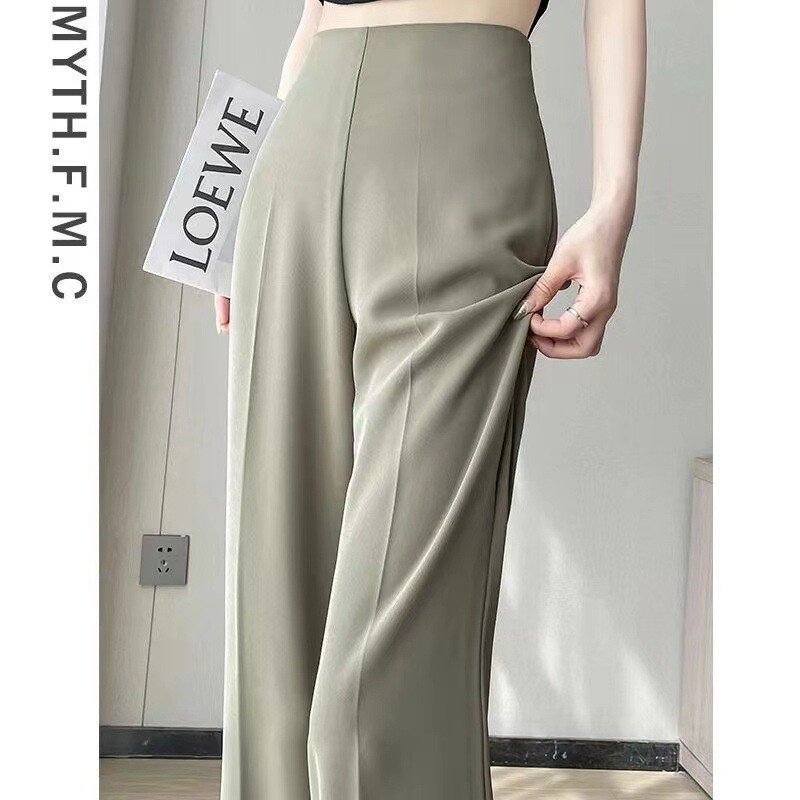 Liela izmēra platas bikses sievietēm vasaras elpojošas ikdienas ikdienas bikses ar krītošu taisnu kāju brīvu augstu vidukli.