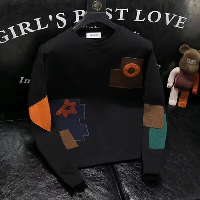 Jauns vīriešu džemperis ar izšūtu apkakli ar garām piedurknēm rudens un ziemas moderns, stilīgs un izskatīgs Ins ārējais T-krekla augšdaļa