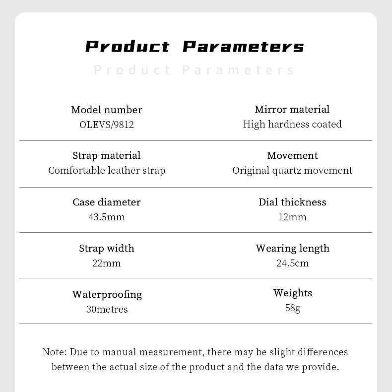 OLEVS 9812 Vīriešu pulksteņi Ādas siksna Daudzfunkcionāls romiešu mēroga ciparnīca Ūdensizturīgs mēness fāzes kvarca rokas pulkstenis JAUNUMS