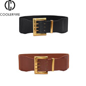 Laba retro elastīga plata josta ar zelta sprādzi Sieviešu modes uzvalks mētelis jostas jostasvietas sievietēm luksusa dizaineru zīmols