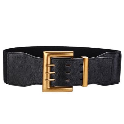 Laba retro elastīga plata josta ar zelta sprādzi Sieviešu modes uzvalks mētelis jostas jostasvietas sievietēm luksusa dizaineru zīmols