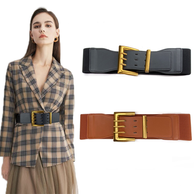 Laba retro elastīga plata josta ar zelta sprādzi Sieviešu modes uzvalks mētelis jostas jostasvietas sievietēm luksusa dizaineru zīmols