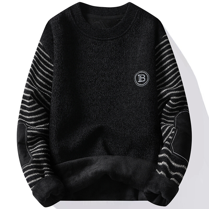 Vīriešu džemperis, džemperis ar apaļu kakla izgriezumu Puloveri, flīsa odere, bieza silta ziemas trikotāža Modes džemperi vīriešu apģērbi