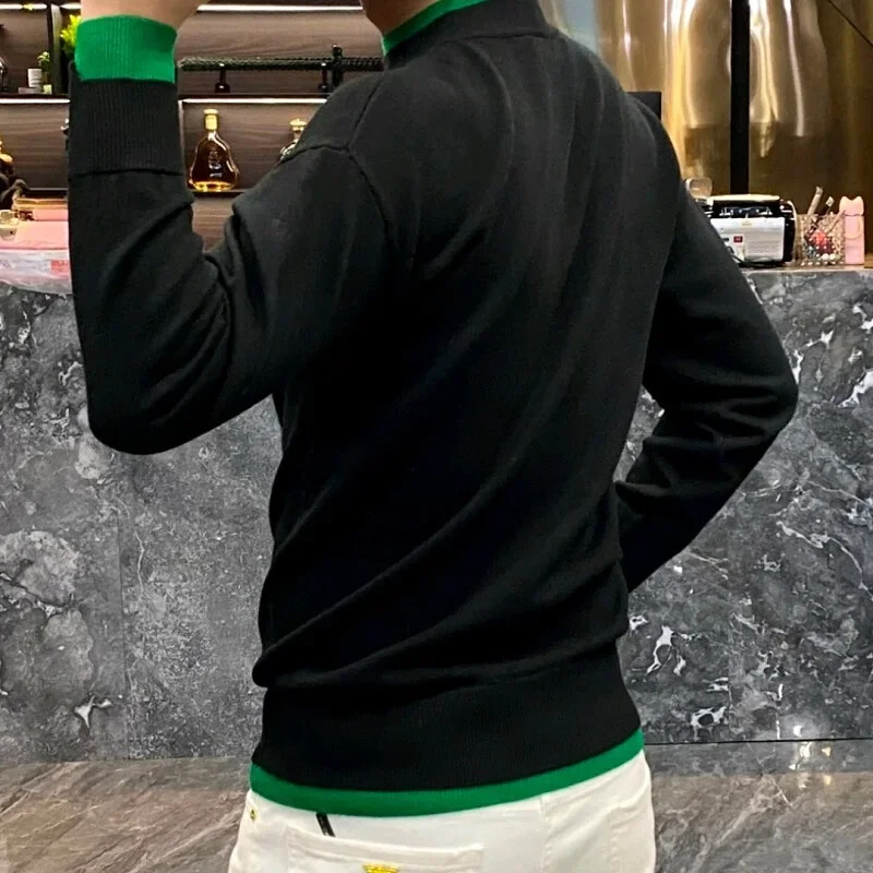 Rudens/ziemas ikdienas vīriešu džemperis ar garām piedurknēm Puloveri Modes kontrasts džemperis ar apkakli Ielu apģērbs Vīriešu apģērbs M-4XL