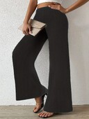 Sieviešu 2024. gada vasaras jaunas lielizmēra trikotāžas, eleganta temperamenta ikdienas bikses ar platām kājām