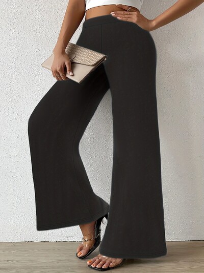 Sieviešu 2024. gada vasaras jaunas lielizmēra trikotāžas, eleganta temperamenta ikdienas bikses ar platām kājām