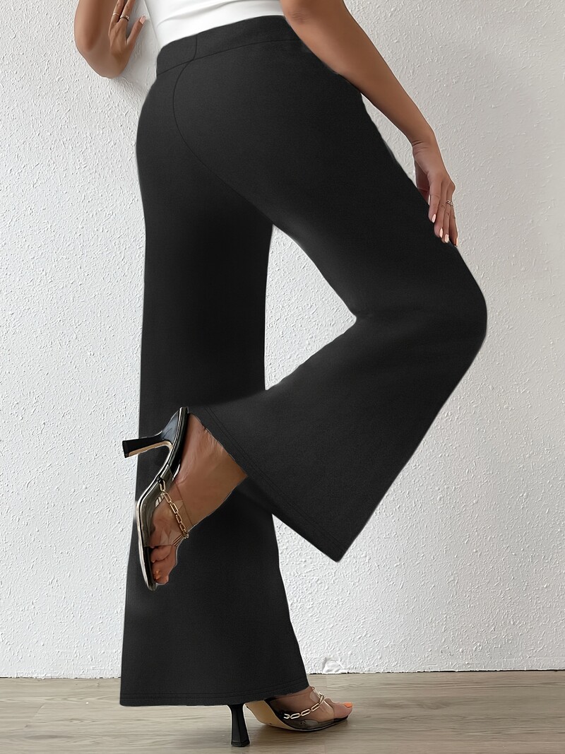 Sieviešu 2024. gada vasaras jaunas lielizmēra trikotāžas, eleganta temperamenta ikdienas bikses ar platām kājām