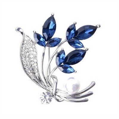 Jauns Rhinestone ziedu piespraudes pušķis zils kristāla korsāžas piespraudes piespraudes Para Ropa Mujer dāvana sievietēm meitenēm