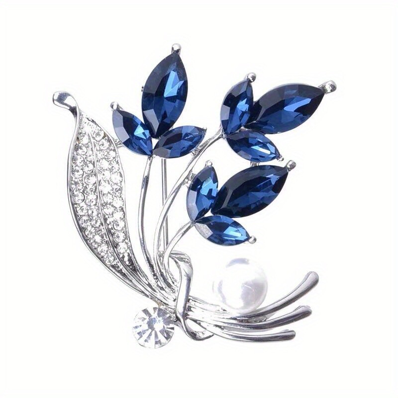 Jauns Rhinestone ziedu piespraudes pušķis zils kristāla korsāžas piespraudes piespraudes Para Ropa Mujer dāvana sievietēm meitenēm