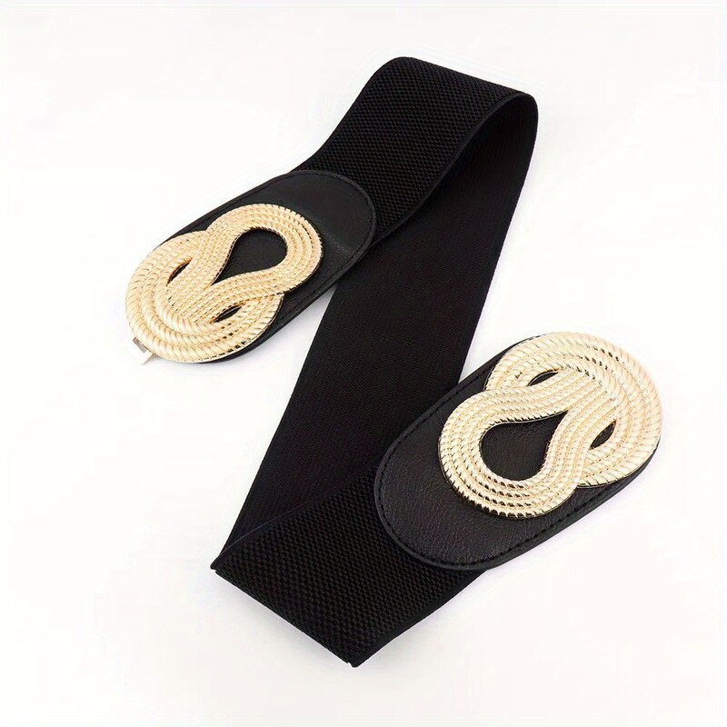 Нов колан с ретро двойно копче и еластичен колан за дамско палто, рокля, колан, уплътнение на талията Lr831