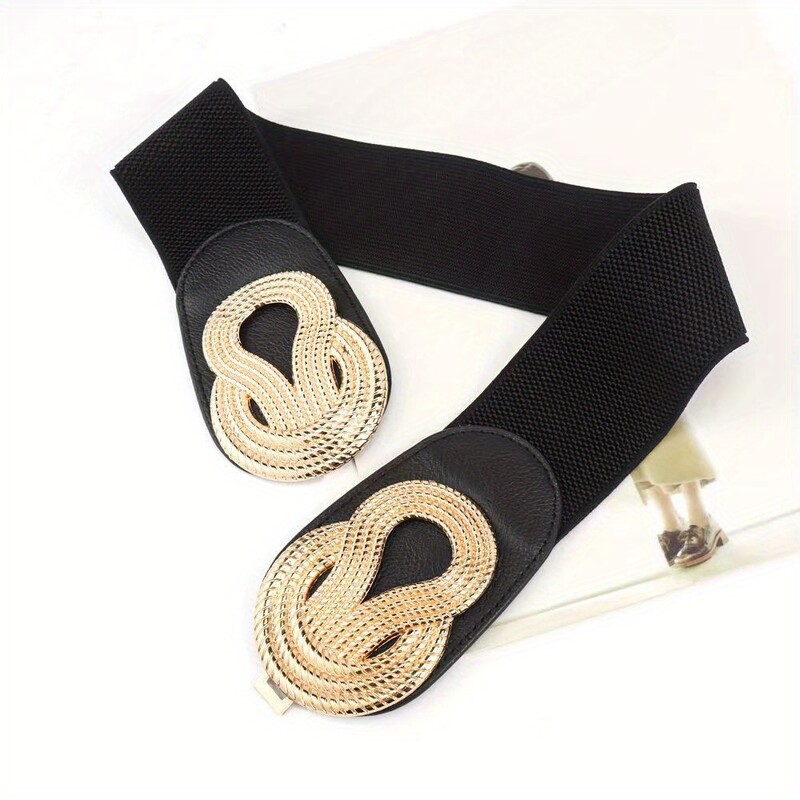 Нов колан с ретро двойно копче и еластичен колан за дамско палто, рокля, колан, уплътнение на талията Lr831