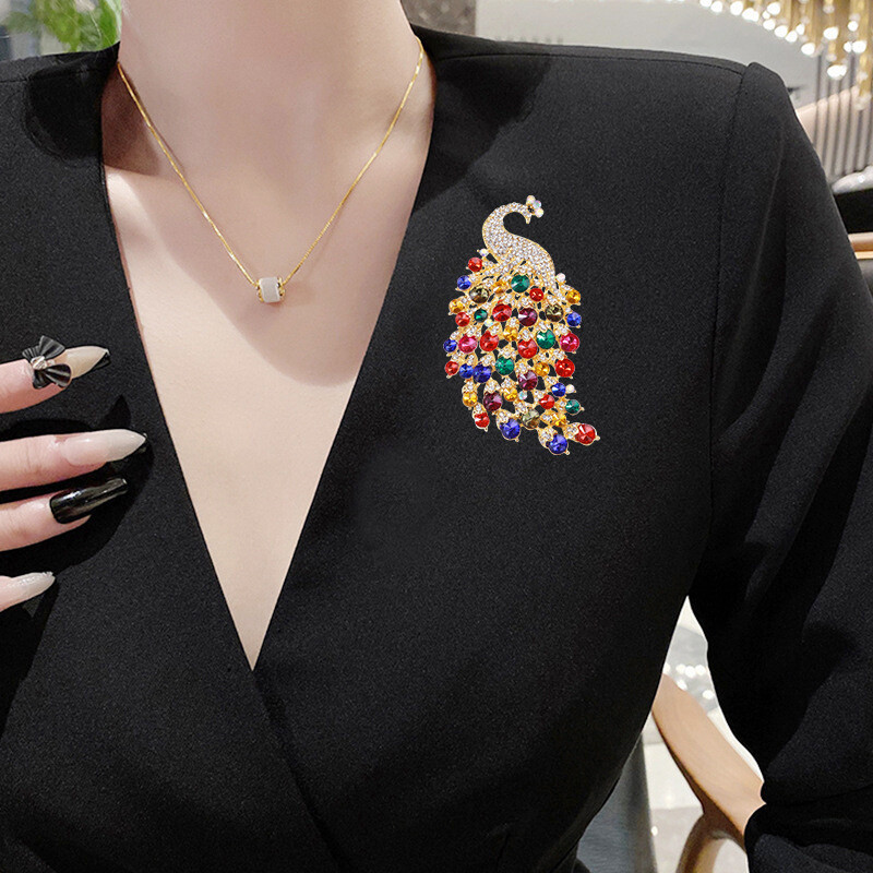 Sieviešu pin rotaslietas Pārspīlēti krāsaini dimantiem pāva sakta