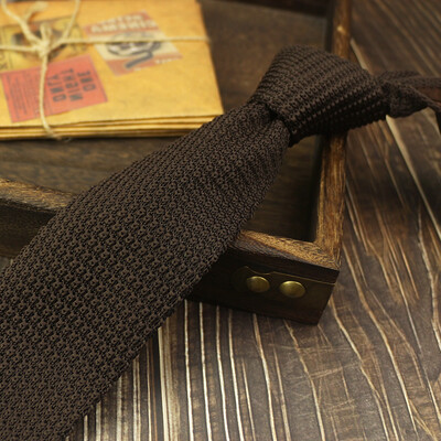 Modes vienkrāsainas kaklasaites vīriešiem sievietēm ikdienišķas trikotāžas kaklasaites 7 cm platums brūnas oranžas kaklasaites ikdienas valkāšanai JK aksesuāri Cravat