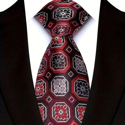 Luksusa 8 CM vīriešu kaklasaite, sarkana krāsa, vienkrāsainas, svītras Paisley kaklasaites vīrietim līgavainim, žakarda austi kaklasaite biznesa kāzu ballītei