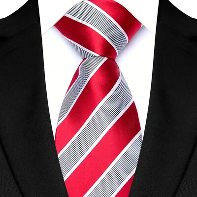 Luksusa 8 CM vīriešu kaklasaite, sarkana krāsa, vienkrāsainas, svītras Paisley kaklasaites vīrietim līgavainim, žakarda austi kaklasaite biznesa kāzu ballītei