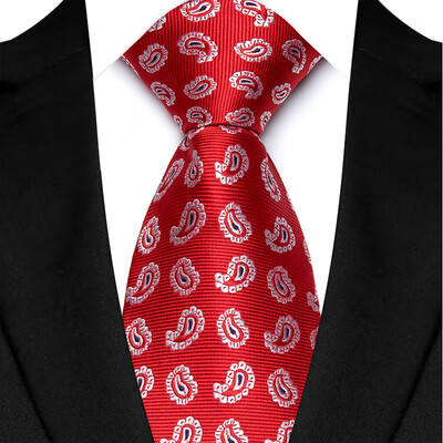 Luksusa 8 CM vīriešu kaklasaite, sarkana krāsa, vienkrāsainas, svītras Paisley kaklasaites vīrietim līgavainim, žakarda austi kaklasaite biznesa kāzu ballītei