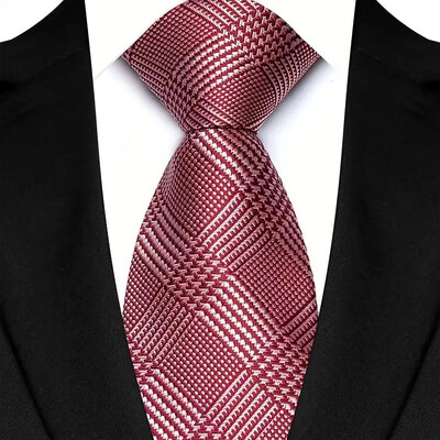 Luksusa 8 CM vīriešu kaklasaite, sarkana krāsa, vienkrāsainas, svītras Paisley kaklasaites vīrietim līgavainim, žakarda austi kaklasaite biznesa kāzu ballītei