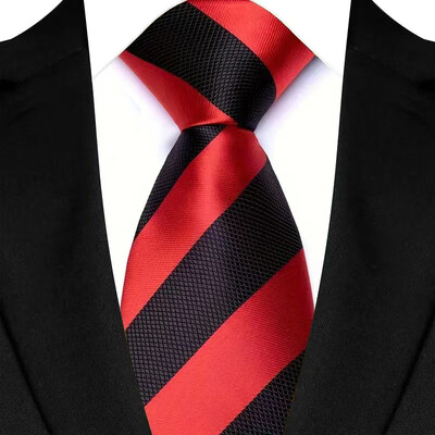 Luksusa 8 CM vīriešu kaklasaite, sarkana krāsa, vienkrāsainas, svītras Paisley kaklasaites vīrietim līgavainim, žakarda austi kaklasaite biznesa kāzu ballītei