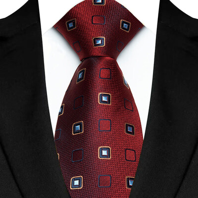Luksusa 8 CM vīriešu kaklasaite, sarkana krāsa, vienkrāsainas, svītras Paisley kaklasaites vīrietim līgavainim, žakarda austi kaklasaite biznesa kāzu ballītei