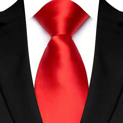 Luksusa 8 CM vīriešu kaklasaite, sarkana krāsa, vienkrāsainas, svītras Paisley kaklasaites vīrietim līgavainim, žakarda austi kaklasaite biznesa kāzu ballītei