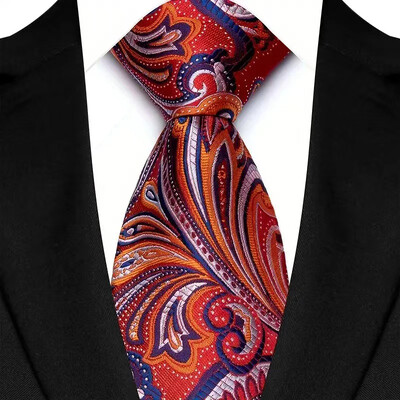 Luksusa 8 CM vīriešu kaklasaite, sarkana krāsa, vienkrāsainas, svītras Paisley kaklasaites vīrietim līgavainim, žakarda austi kaklasaite biznesa kāzu ballītei