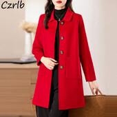 Blends Sieviešu rudens ziemas mētelis modes biroja dāma vecumu samazinošs biezs, elegants, silts virsdrēbes, korejiešu stila Harajuku ins