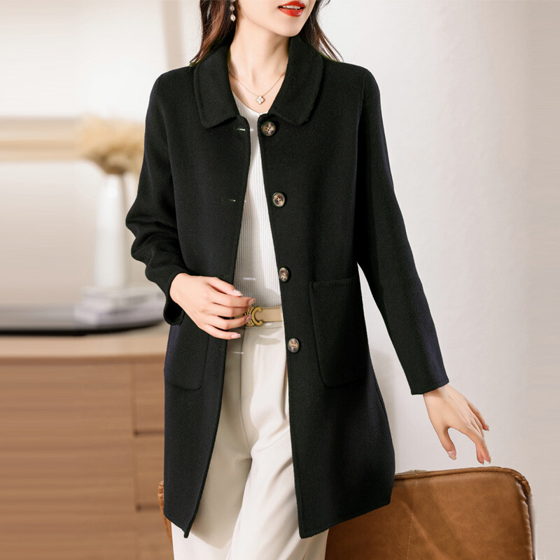 Blends Sieviešu rudens ziemas mētelis modes biroja dāma vecumu samazinošs biezs, elegants, silts virsdrēbes, korejiešu stila Harajuku ins