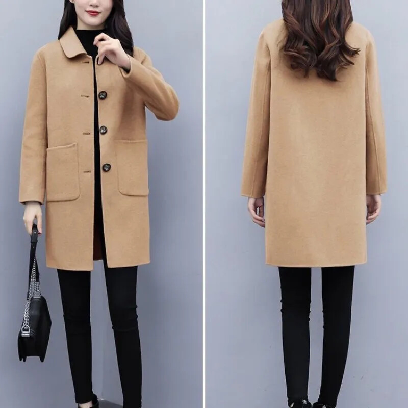 Blends Sieviešu rudens ziemas mētelis modes biroja dāma vecumu samazinošs biezs, elegants, silts virsdrēbes, korejiešu stila Harajuku ins