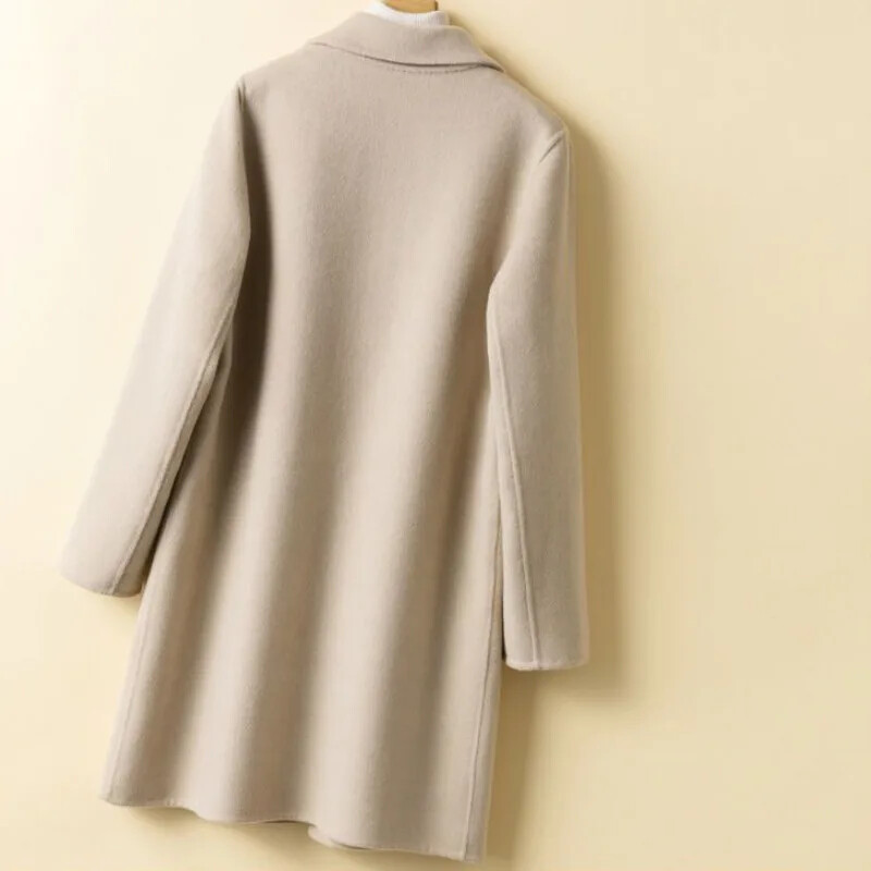 Blends Sieviešu rudens ziemas mētelis modes biroja dāma vecumu samazinošs biezs, elegants, silts virsdrēbes, korejiešu stila Harajuku ins