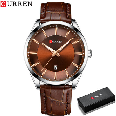 CURREN Kvarca pulksteņi vīriešiem Ādas siksniņas vīriešu rokas pulksteņi Top luksus zīmola biznesa vīriešu pulkstenis 45 mm Reloj Hombres