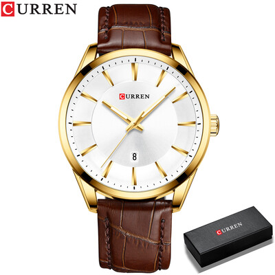 CURREN Kvarca pulksteņi vīriešiem Ādas siksniņas vīriešu rokas pulksteņi Top luksus zīmola biznesa vīriešu pulkstenis 45 mm Reloj Hombres
