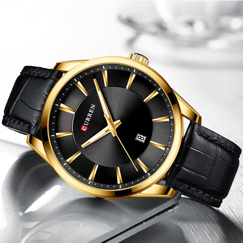 CURREN Kvarca pulksteņi vīriešiem Ādas siksniņas vīriešu rokas pulksteņi Top luksus zīmola biznesa vīriešu pulkstenis 45 mm Reloj Hombres