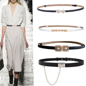 Jauns Adjust PU ādas pērļu Cummerbunds kleitas jostas, plānas sieviešu svārki jostasvietas, zelta sakausējums, sprādzes siksnas, jostas Pasek Damski